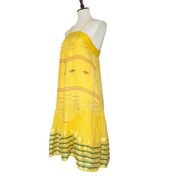 Kopal Women's Yellow Boho Striped Tiered‎ Midi Dress Size Medium - Picture 4 of 8